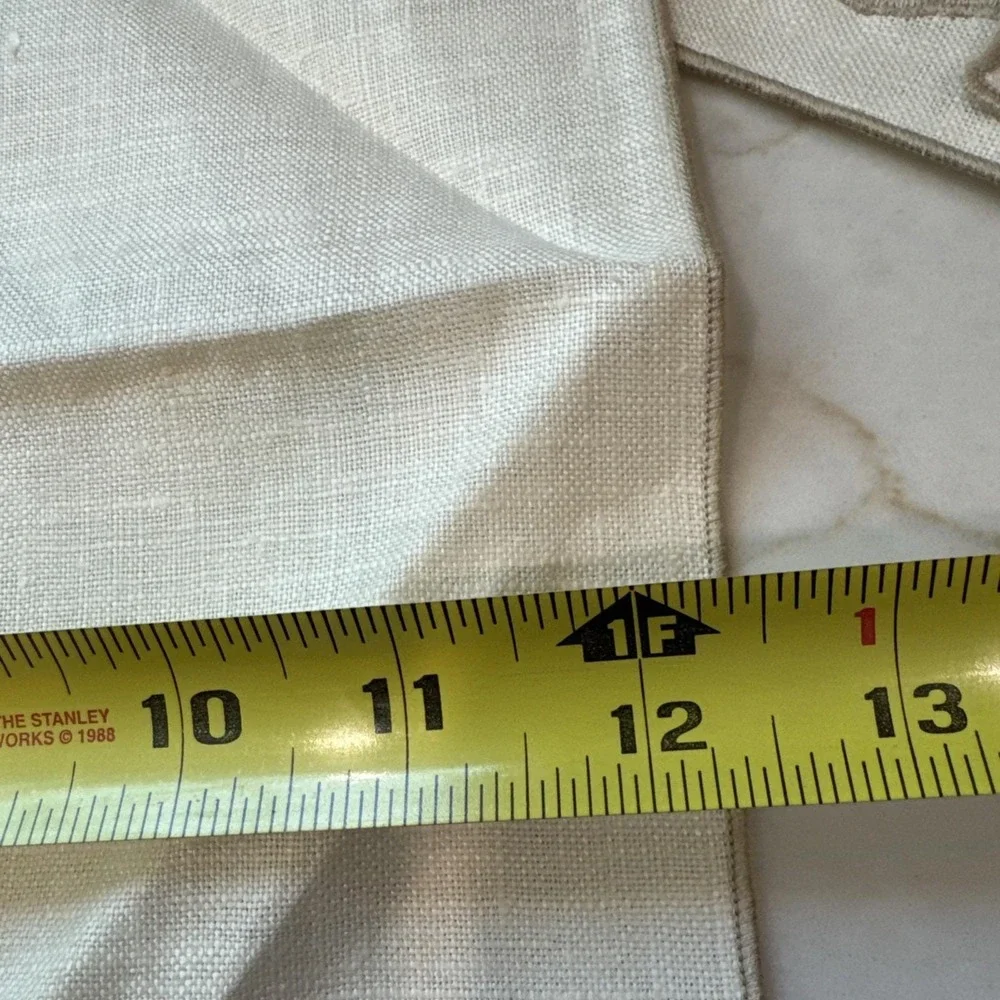 6 Vintage Linen Napkins Tone on Tone Embroidered Floral Tulip Farmhouse table